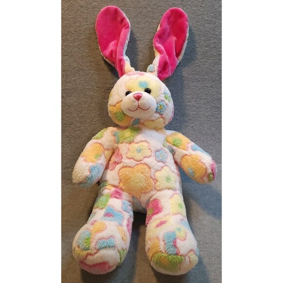 Build a Bear Flower Fun Bunny Plush Rabbit Stuffed Animal Pink Multicolor 16" - Picture 5 of 5
